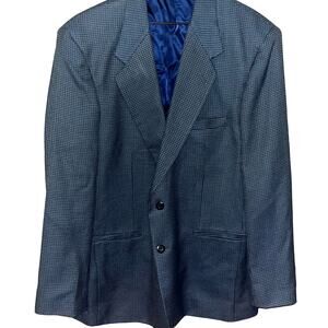 Vtg Mens Members Only Blazer Jacket 44R Mens Blue 2 Button Sport Coat Pattern